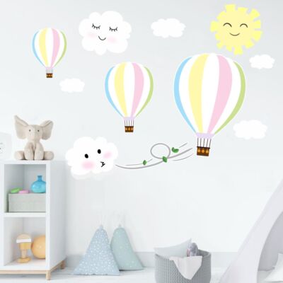 adesivo de parede nuvens e balões