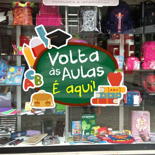 Adesivo de Vitrine Volta às Aulas 1