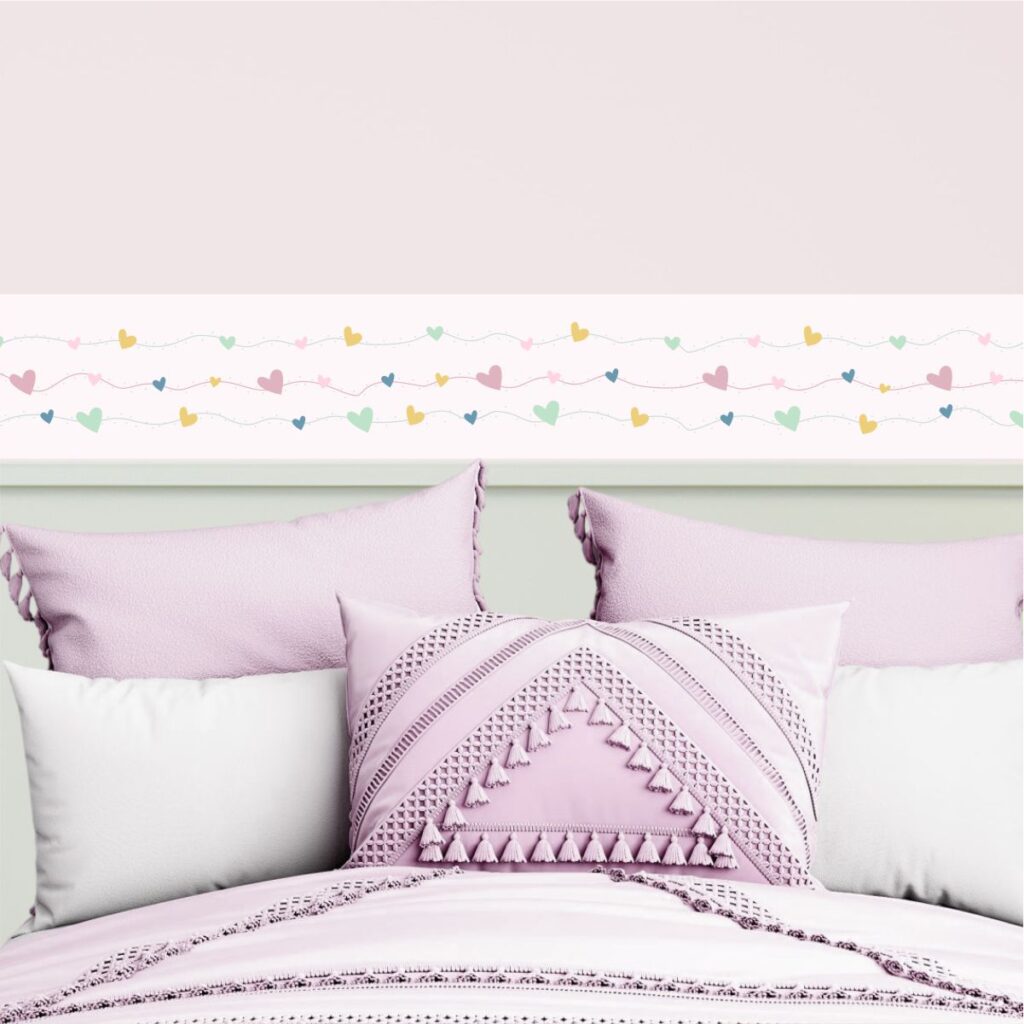Adesivo de Parede Faixa Infantil Varal Corações