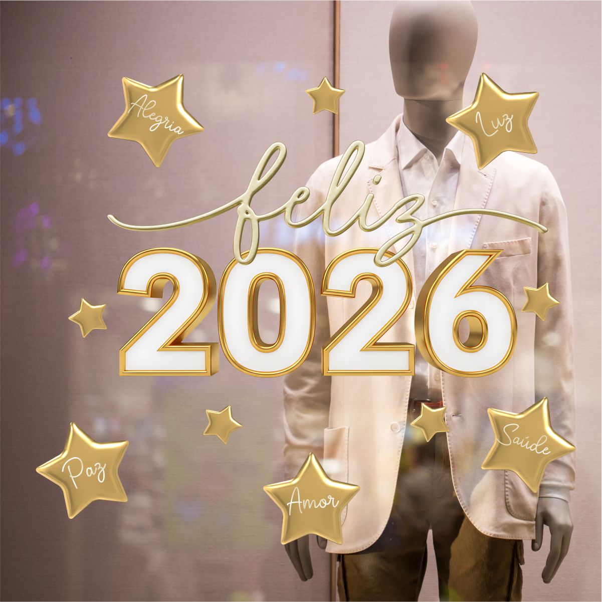 Adesivo Vitrine Réveillon Ano Novo N4 - Imagem 2