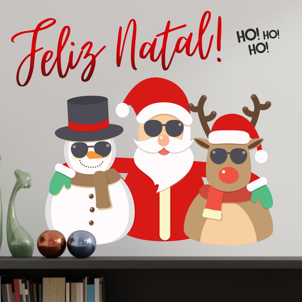 Adesivo 5 cm Feliz Natal Ho Ho Ho