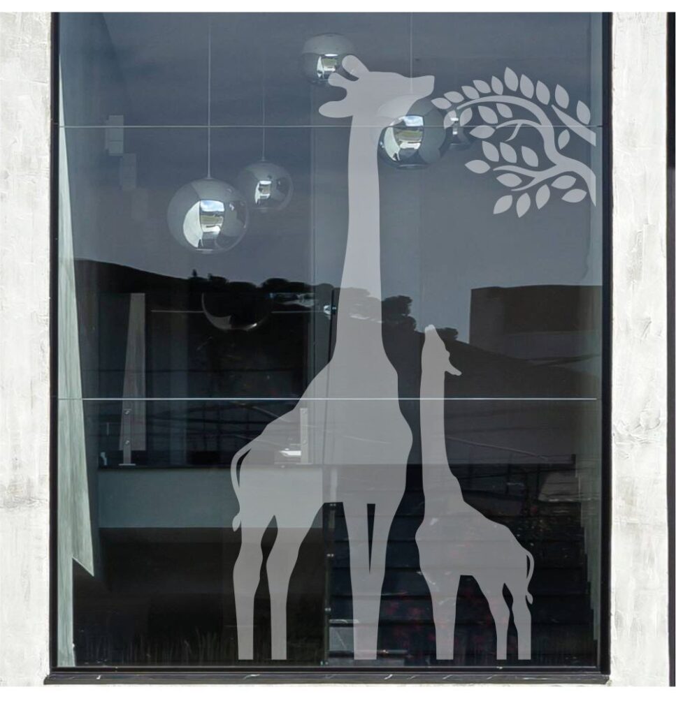 Adesivo Para Vidro Girafa Jateada