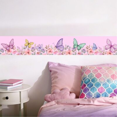 Adesivo Faixa Border Infantil Flores Borboletas