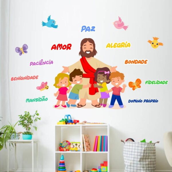 Adesivo de Parede Infantil Jesus Frutos do Espírito