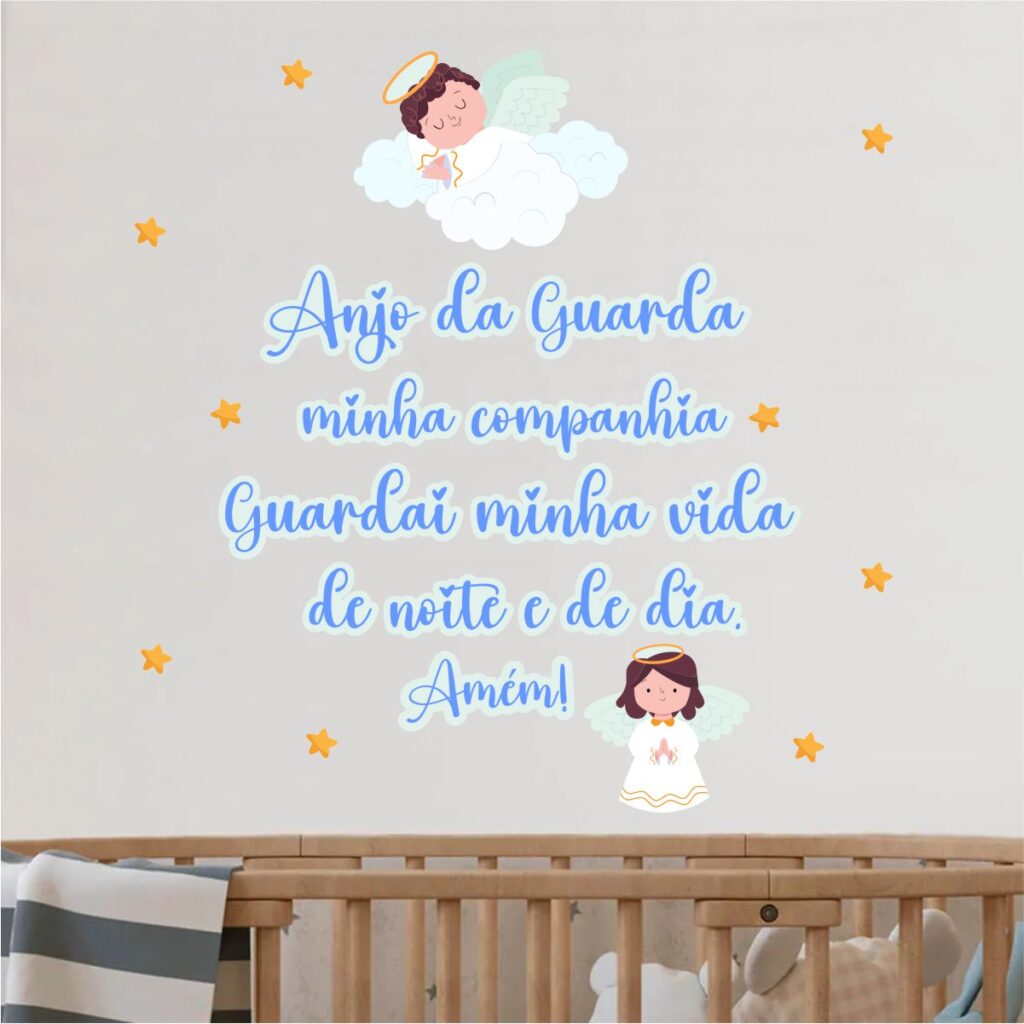 Adesivo de Parede Infantil Oração Anjo da Guarda
