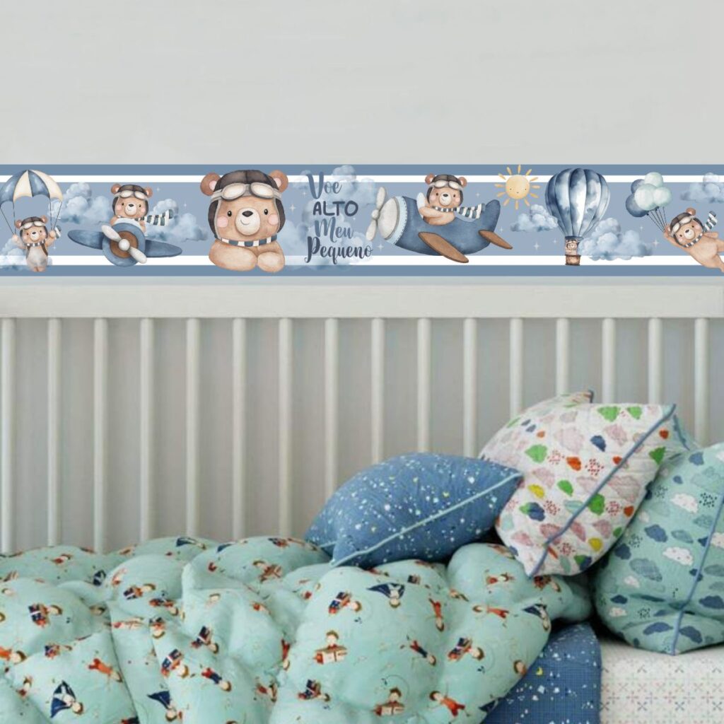 Adesivo Border Faixa Urso Aviador Avião