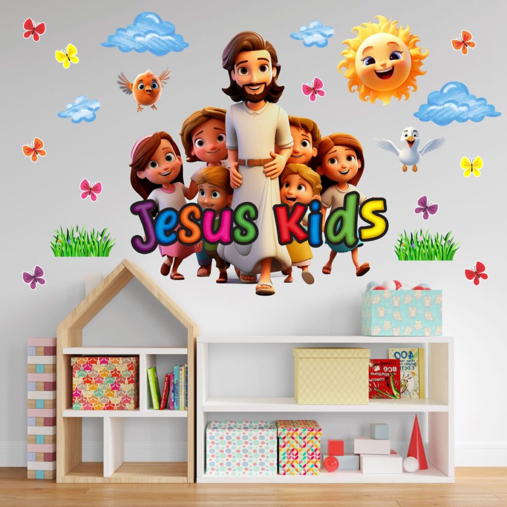 Adesivo De Parede Infantil Jesus Kids Cartoon