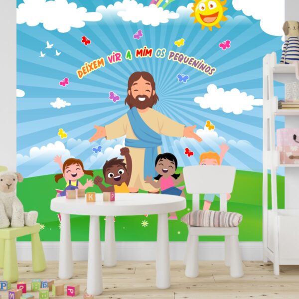 Painel Adesivo Papel de Parede Infantil Jesus Kids