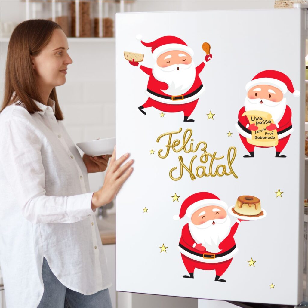 Adesivo De Geladeira Papai Noel Comidas