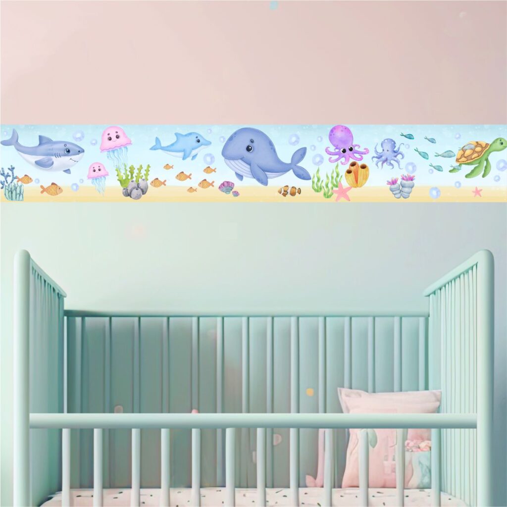 Adesivo Border Faixa Infantil Fundo Do Mar Aquarela