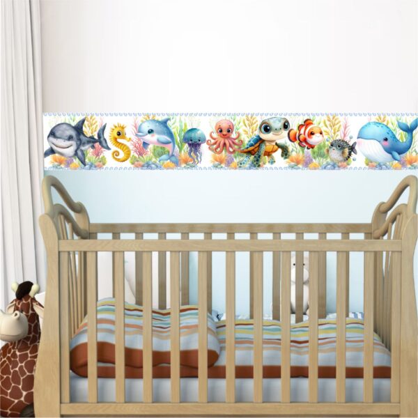 Adesivo Faixa Border Infantil Fundo do Mar Filhotes