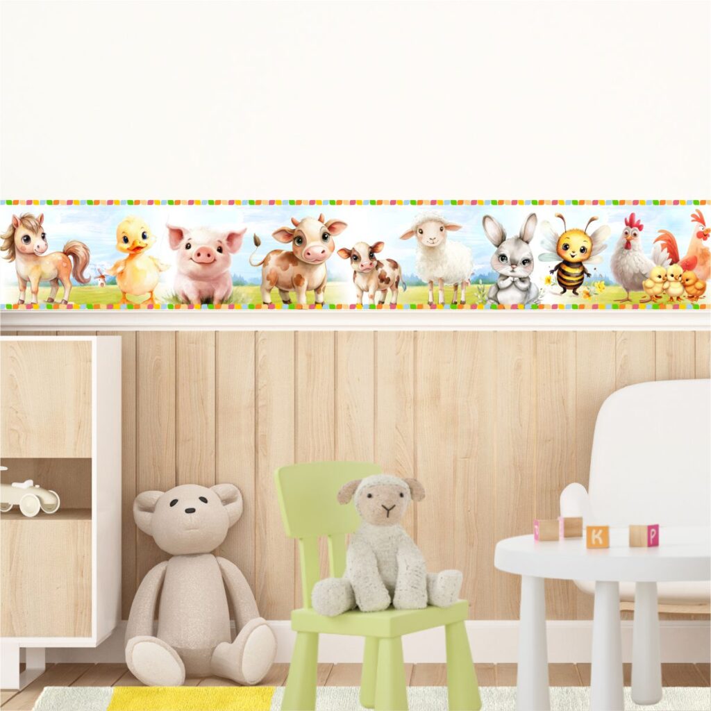 Adesivo Faixa Border Infantil Fazendinha Filhotes