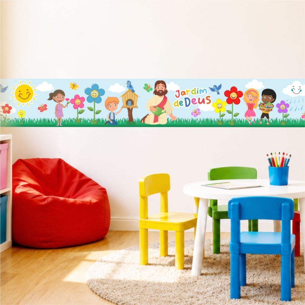 Adesivo de Parede Faixa Infantil Jardim de Deus
