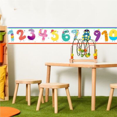 Adesivo de Parede Faixa Infantil Números Coloridos