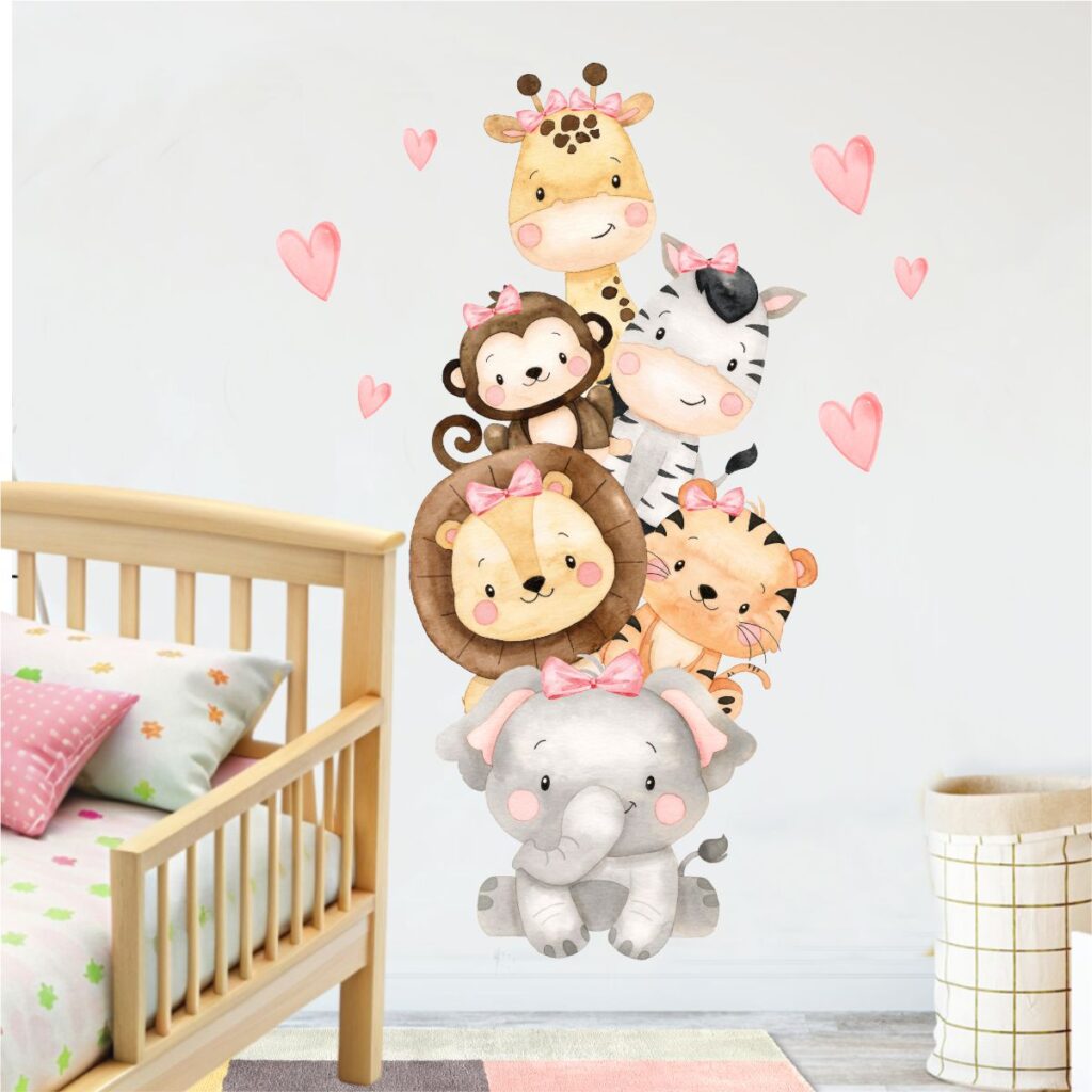 Adesivo de Parede Infantil Safari Pintura Menina