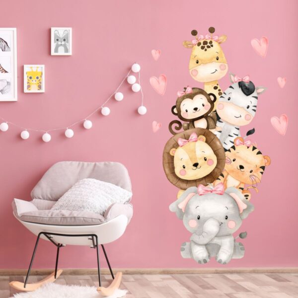 Adesivo de Parede Infantil Safari Pintura Menina - Imagem 2