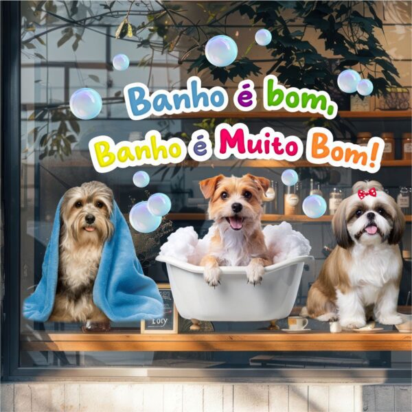 Adesivo de Vitrine Banho e Tosa N1