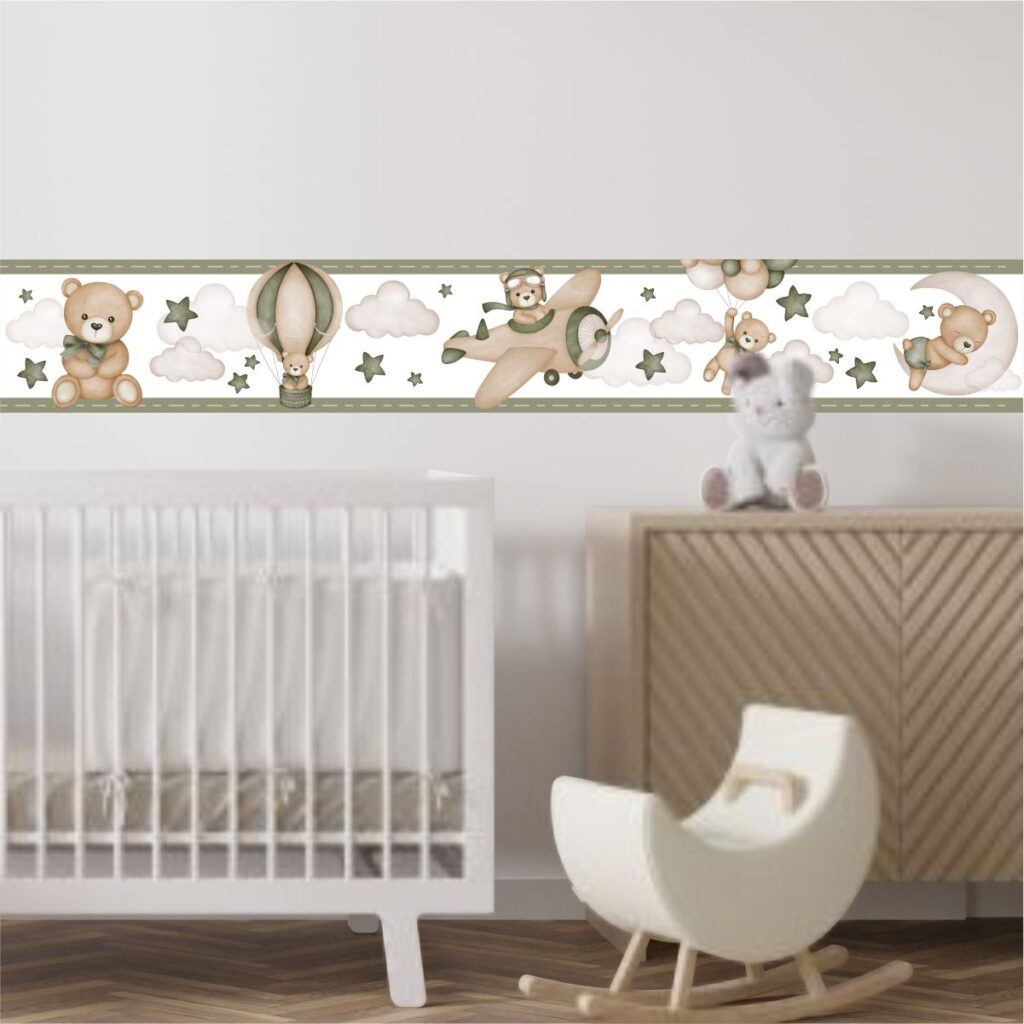 desivo Faixa Infantil Urso Aviador Verde