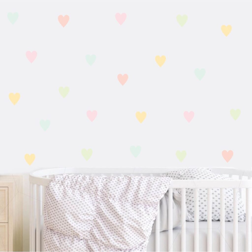 Adesivo de Parede Corações do Arco-íris Aquarela