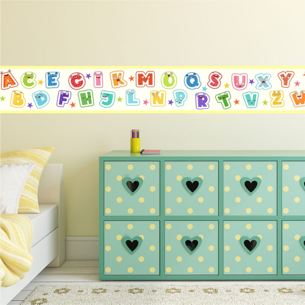 Adesivo Border Faixa Infantil Alfabeto Colorido