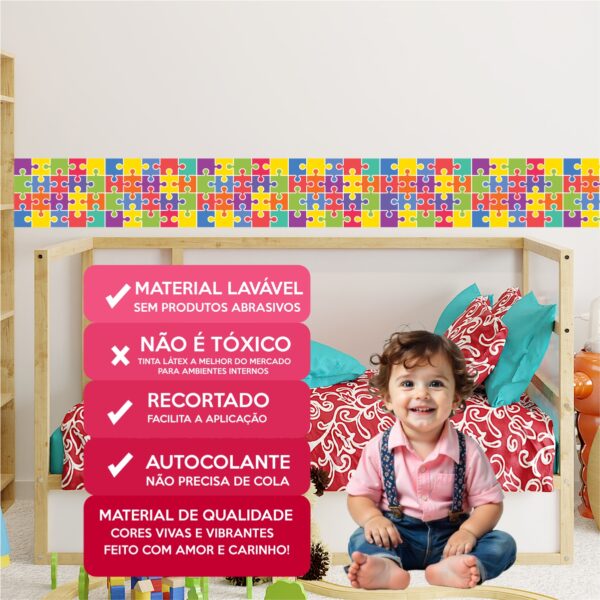 Adesivo Border Faixa Infantil Quebra-Cabeça - Imagem 2
