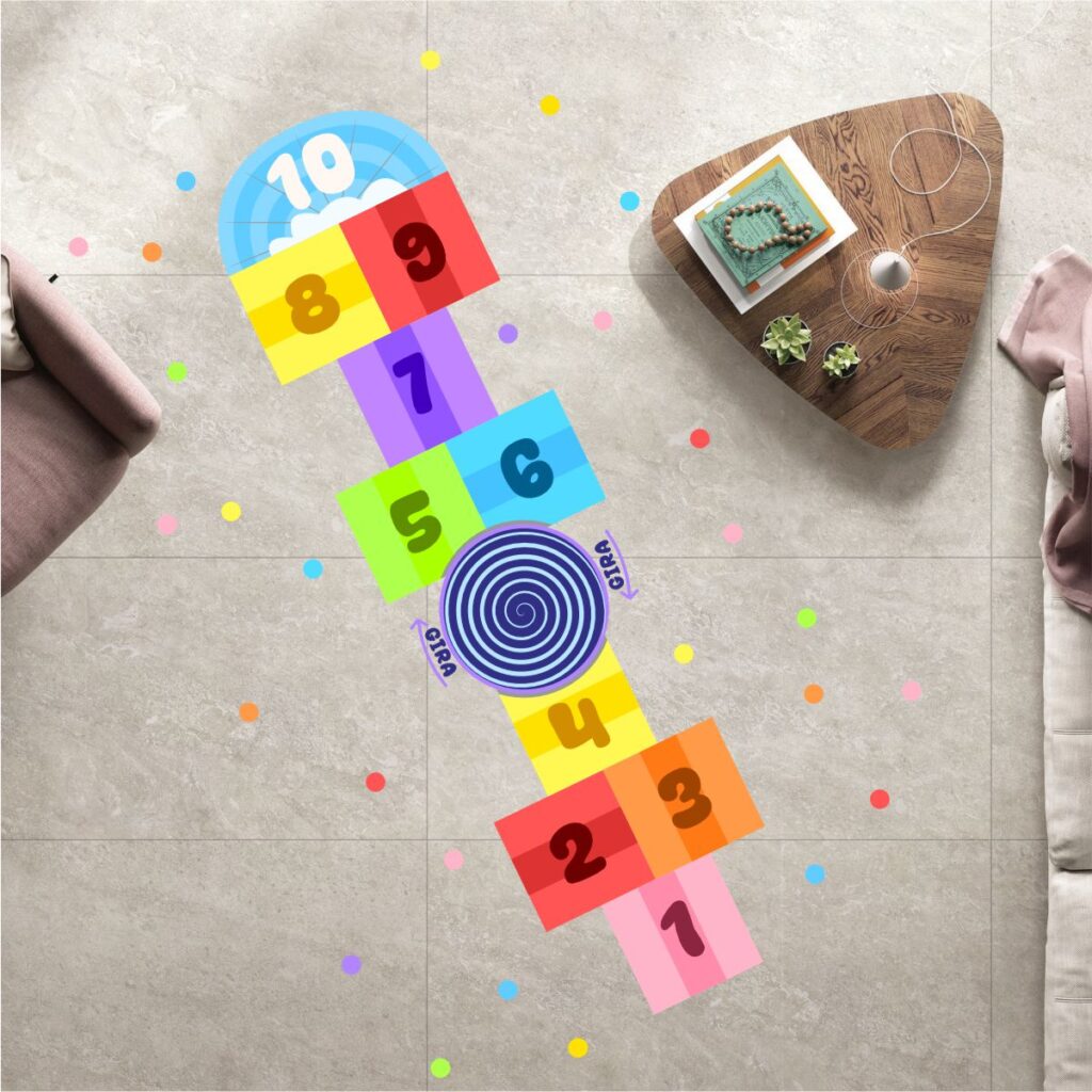 Adesivo para Piso Infantil Amarelinha Gira Gira