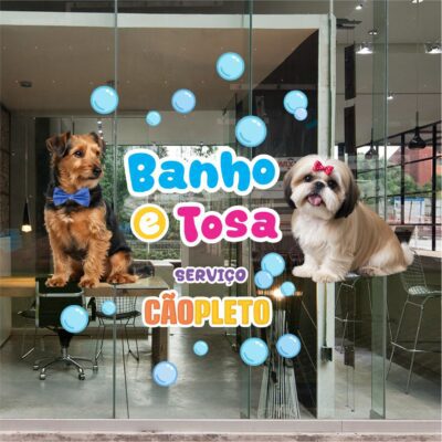 Adesivo de Vitrine Banho e Tosa N2