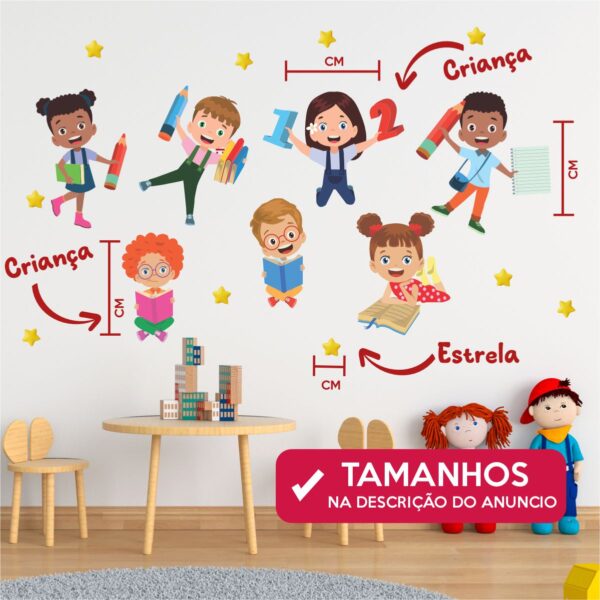 Adesivo De Parede Infantil Crianças Escola - Imagem 2