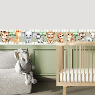 Adesivo Border Faixa Infantil Filhotes Safari Cute