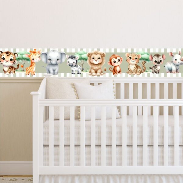 Adesivo Border Faixa Infantil Filhotes Safari Cute - Imagem 2