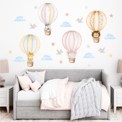 Adesivo de Parede Infantil Balões Safari Menina