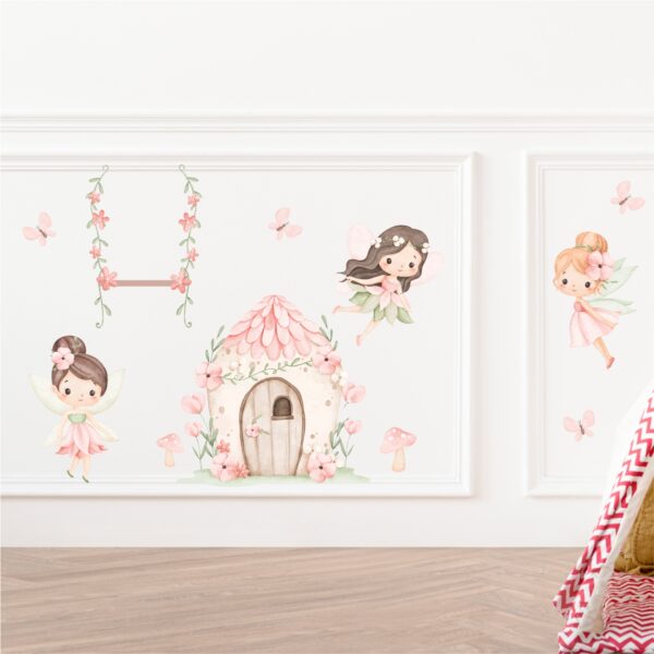 Adesivo de Parede Infantil Casa Fadas Aquarela - Imagem 2