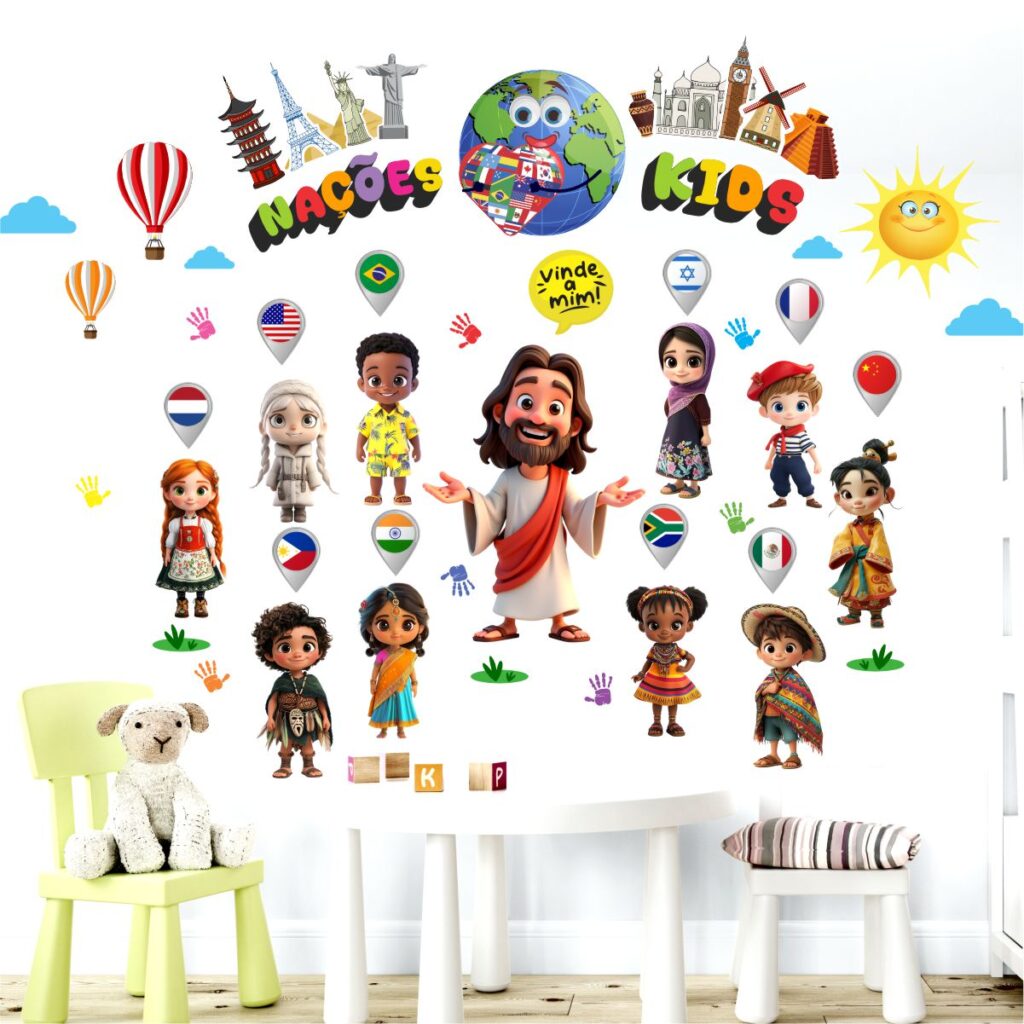 Adesivo de Parede Infantil Jesus Nações Kids