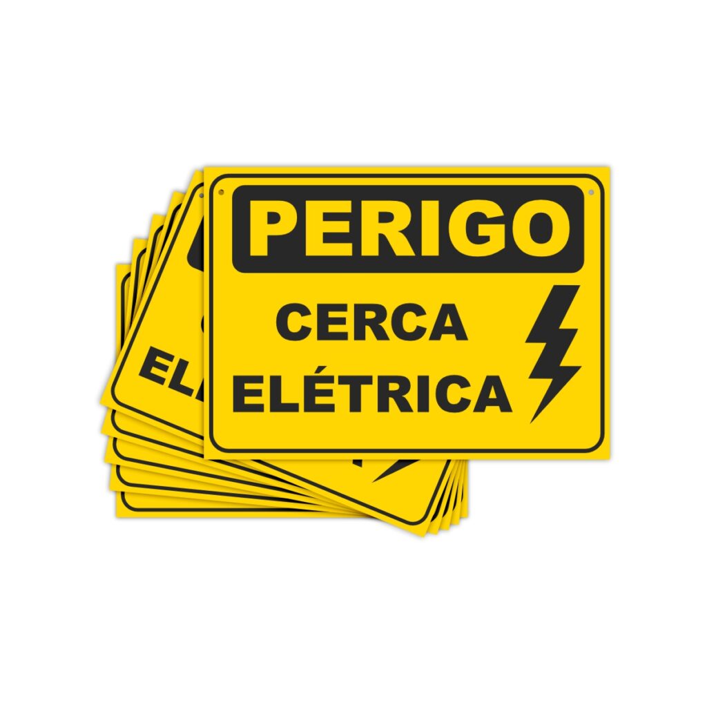 Placa Sinalização Atenção Cerca Elétrica