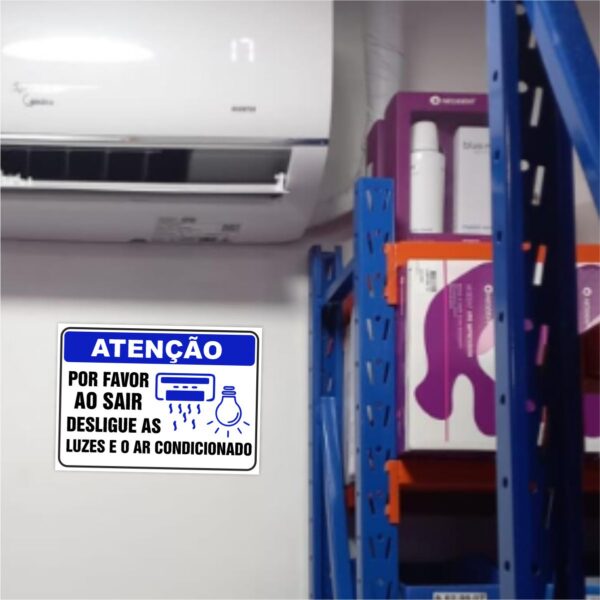 Placa Sinalização Desligar Luz e Ar Condicionado - Imagem 2