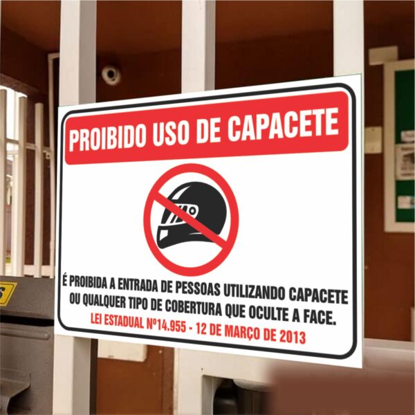 Placa Sinalização Proibido Uso de Capacete - Imagem 2
