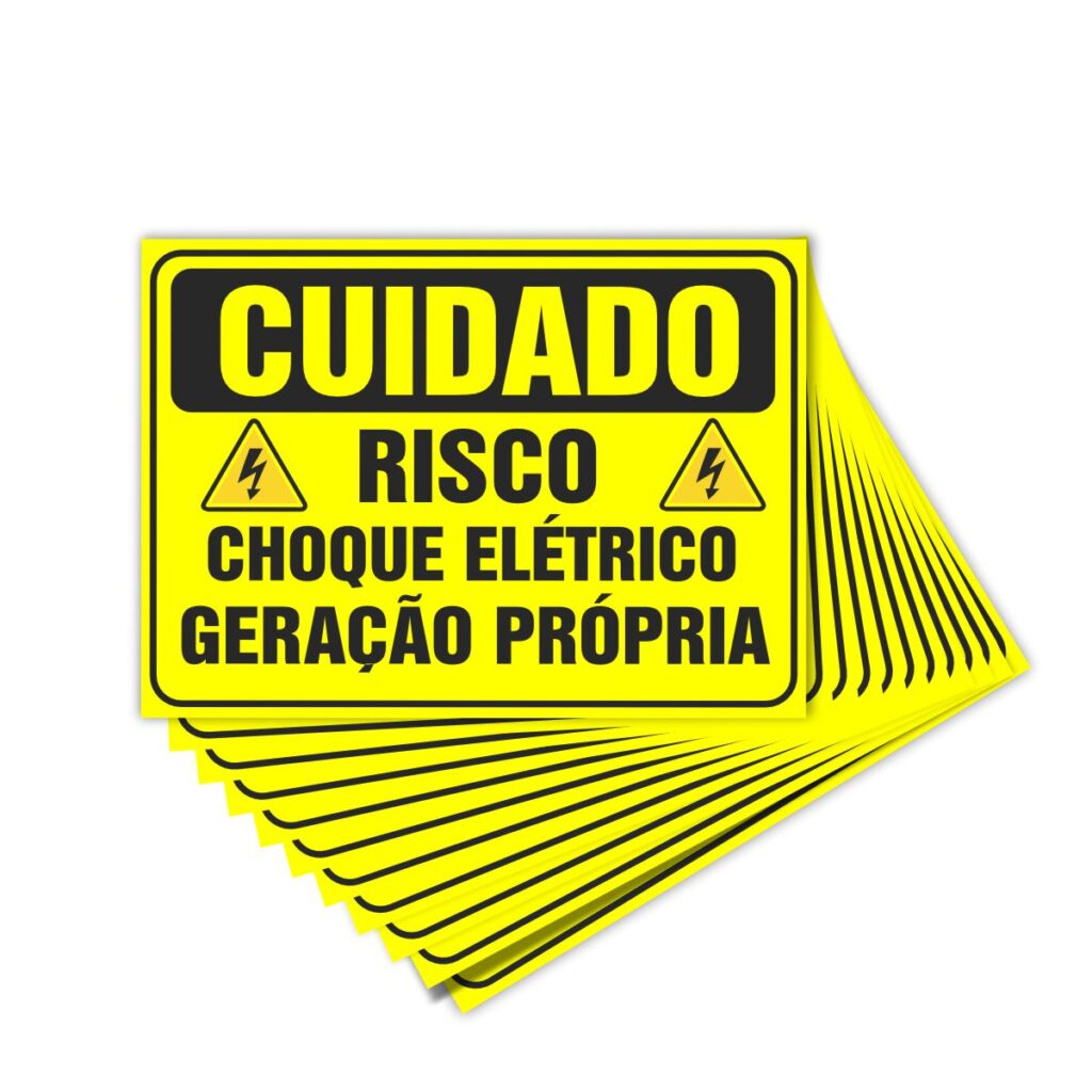Placa Sinalização Cuidado Risco de Choque Elétrico