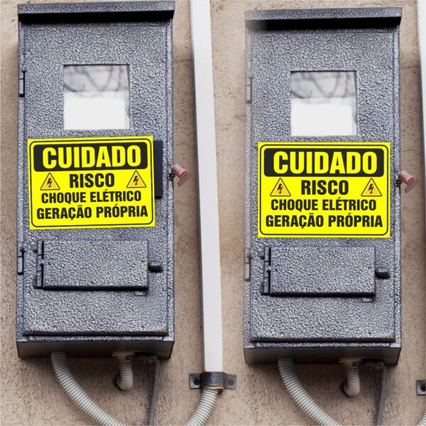 Placa Sinalização Cuidado Risco de Choque Elétrico - Imagem 2