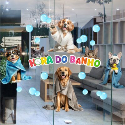 Adesivo de Vitrine Banho e Tosa N3