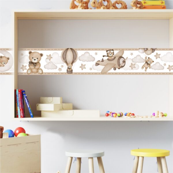 desivo Faixa Infantil Urso Aviador Marrom - Imagem 2