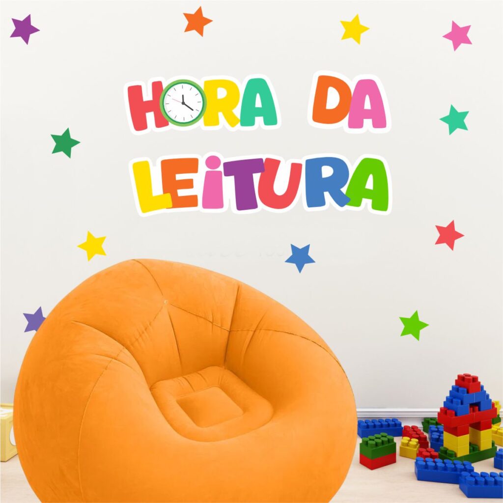 Adesivo de Parede Infantil Frase Hora da Leitura