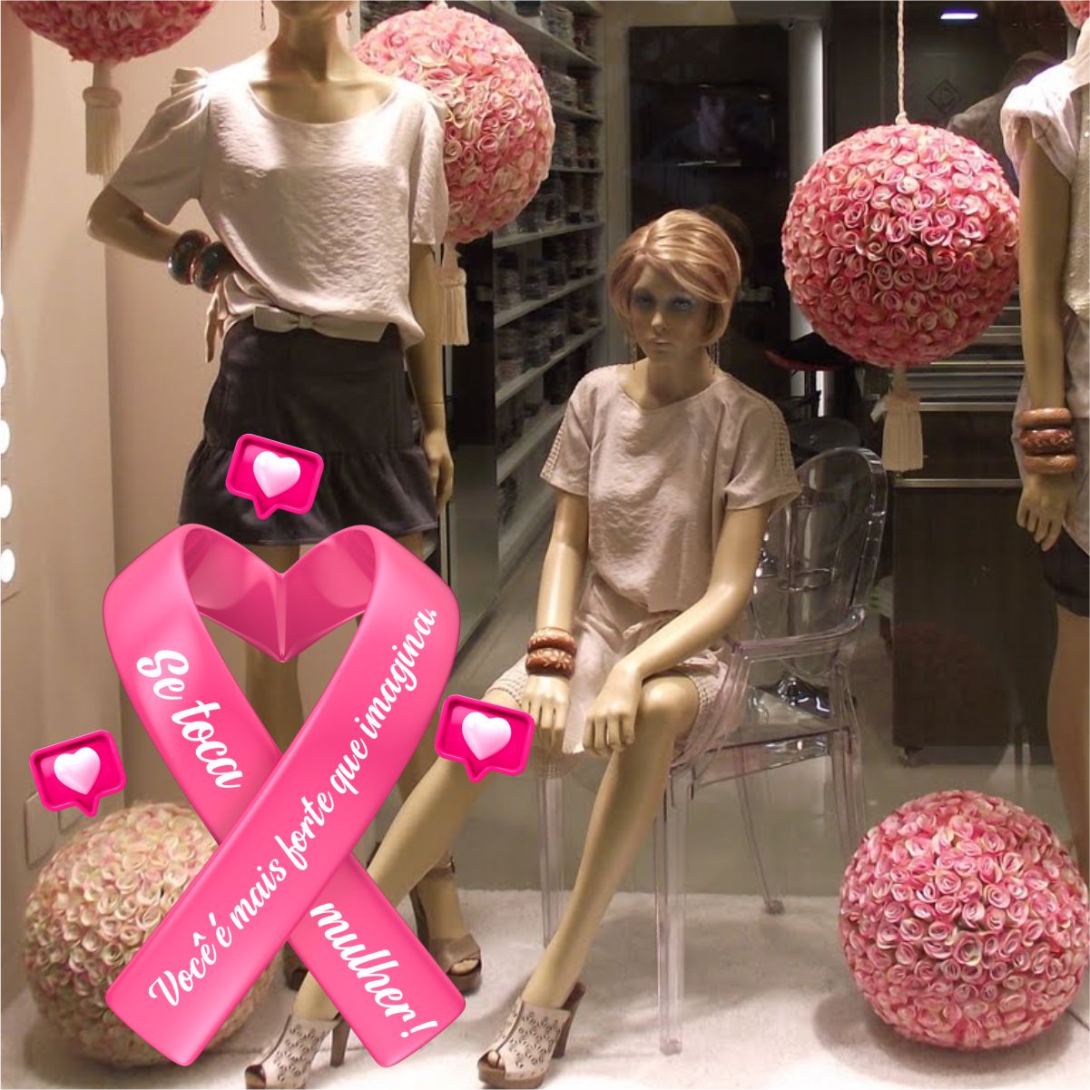 Adesivo Vitrine Outubro Rosa N7 - Imagem 2