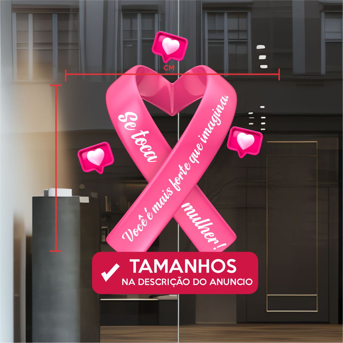 Adesivo Vitrine Outubro Rosa N7 - Imagem 4