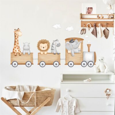 Adesivo de Parede Infantil Trenzinho Safari Aquarela