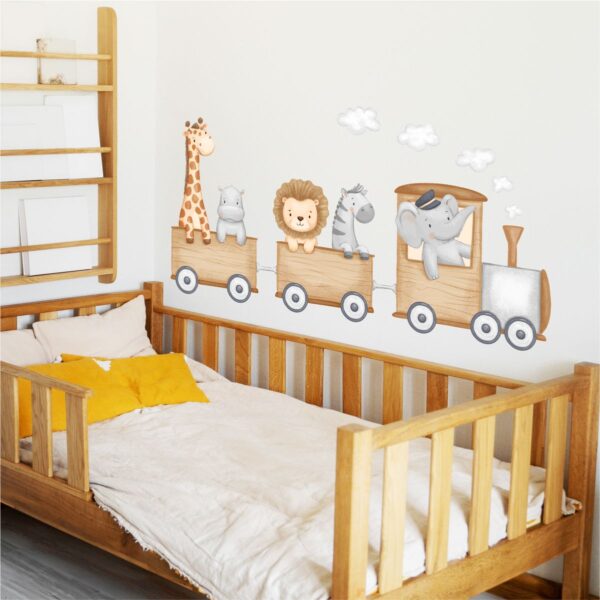 Adesivo de Parede Infantil Trenzinho Safari Aquarela - Imagem 2