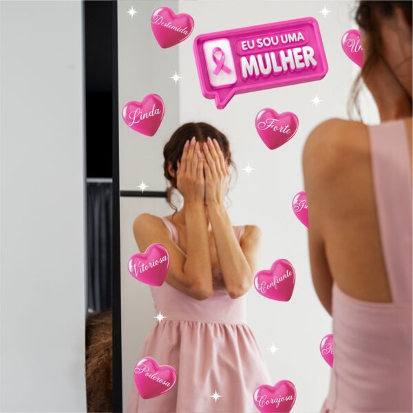 Adesivo Decorativo para Espelho Outubro Rosa N1