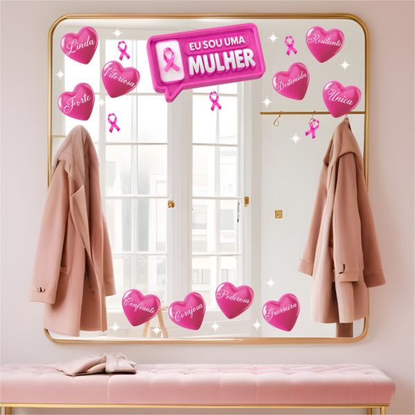Adesivo Decorativo para Espelho Outubro Rosa N1 - Imagem 2
