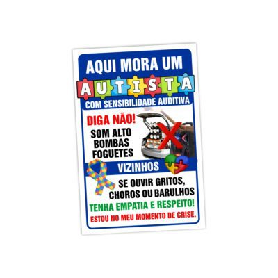 Placa Sinalização Aqui Mora Um Autista Com Sensibilidade