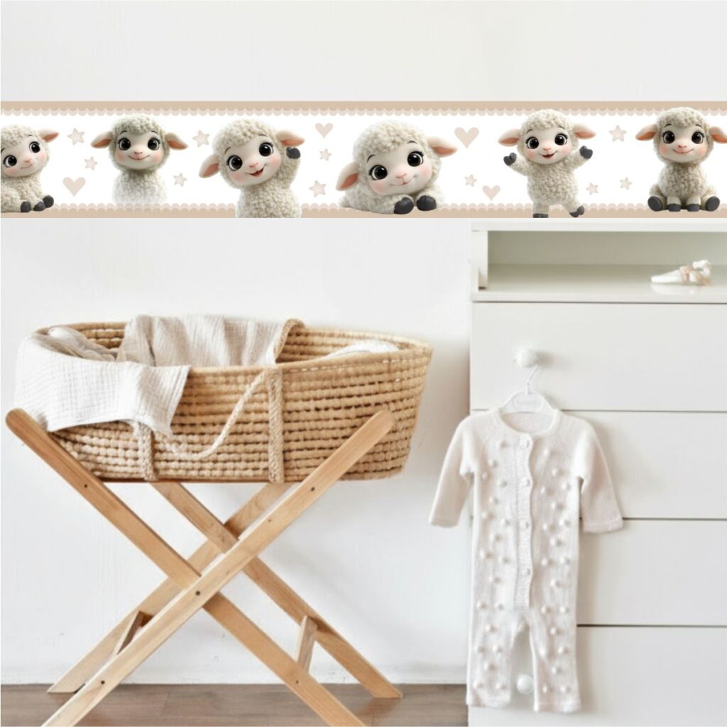 Adesivo de Parede Faixa Infantil Ovelhinhas