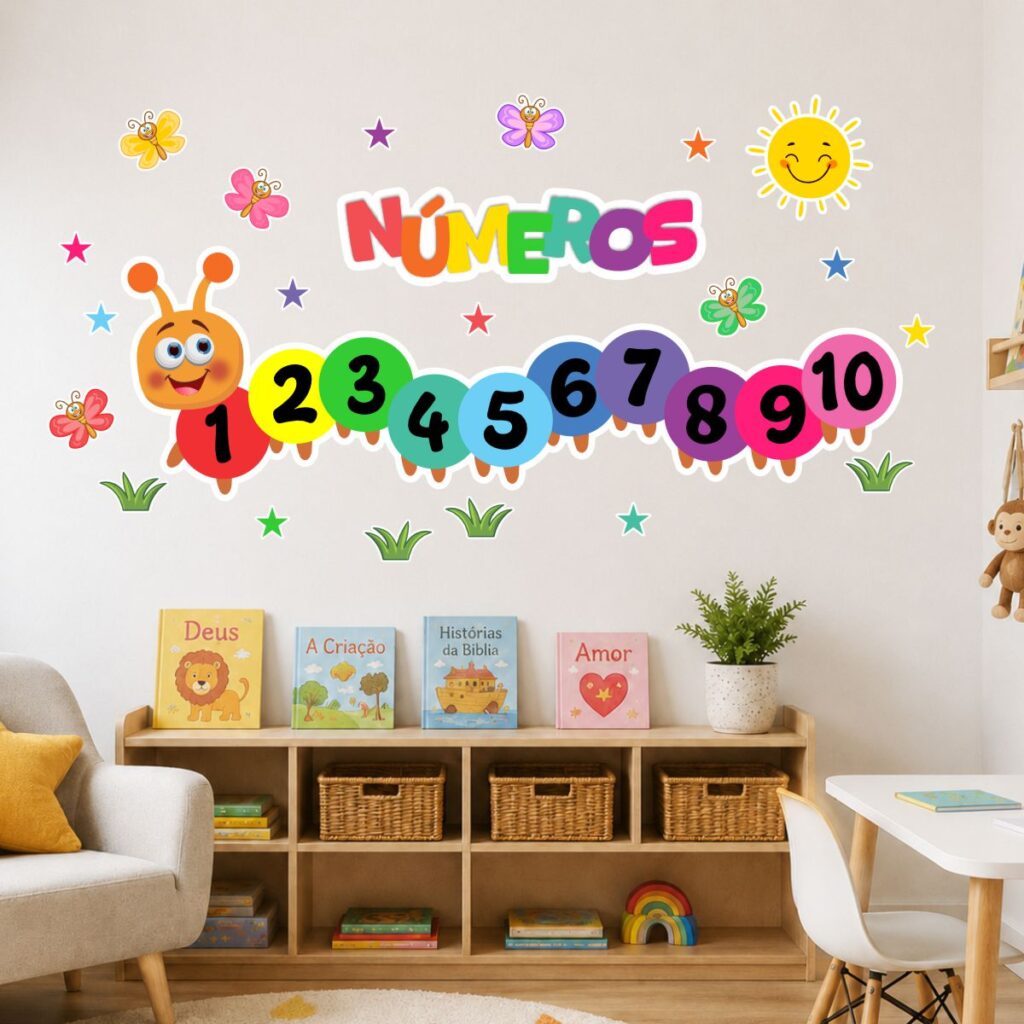 Adesivo De Parede Infantil Centopeia Números
